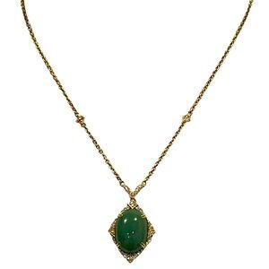 Judith Ripka Gold Clad Sterling & Jade Necklace Adjustable to 18”/20”/22”